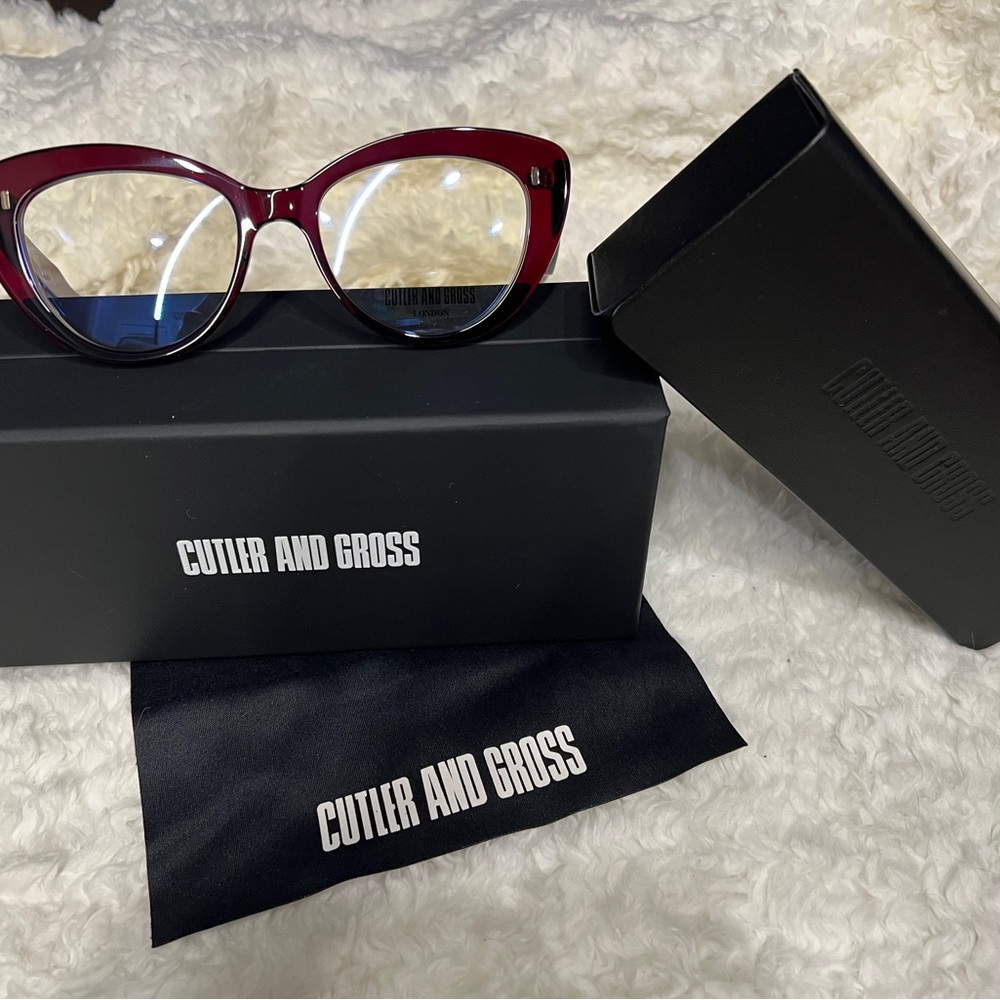 Cutler And Gross Women's Red Cat-Eye Glasses